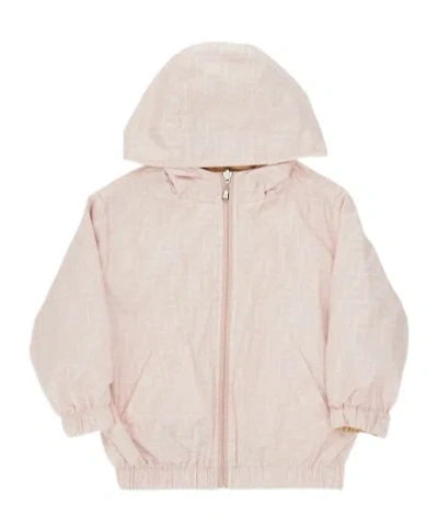 Fendi Kids' Hooded Casual Jacket In Pink