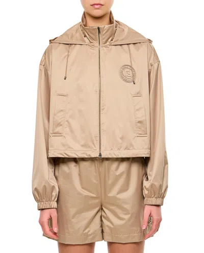 FENDI FENDI HOODED CROPPED NYLON JACKET