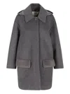 Fendi Long Sleeved Hooded Coat In Gray