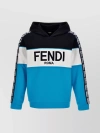FENDI HOODED LONG SLEEVE SWEATER WITH RIBBED CUFFS