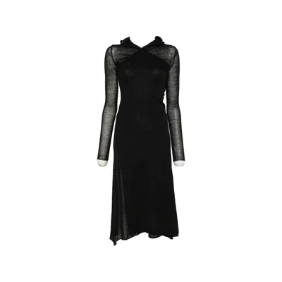 Fendi Hooded Long-sleeve Midi Dress In Black