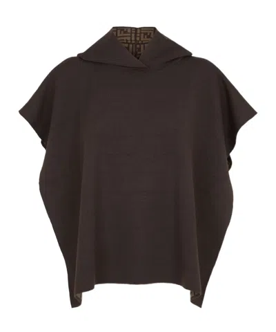 Fendi Hooded Stretch Poncho In Black