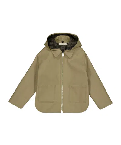 Fendi Hooded Zip Jacket In Green