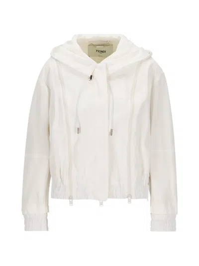 FENDI HOODED ZIP-DETAILS JACKET