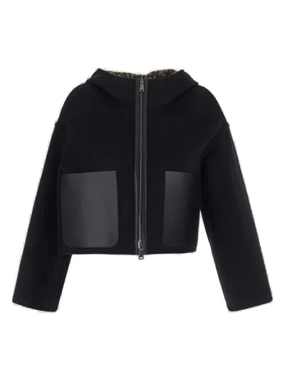 Fendi Hooded Zipped Reversible Jacket In Black