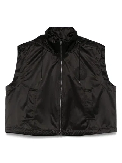 Fendi Hooded Zipped Vest In Black