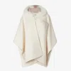 Fendi Hoodie Poncho In Cashmere And Wool In White