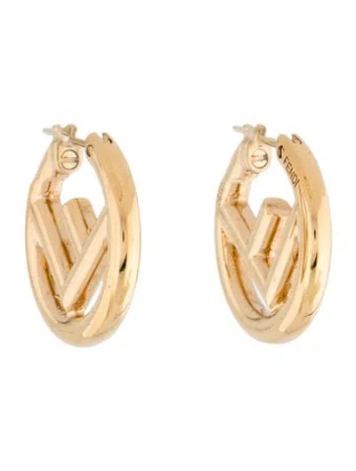 Pre-owned Fendi Hoop 'f' Is  Earrings In Gold