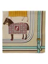 Fendi Horses Patterned Scarf In Brown