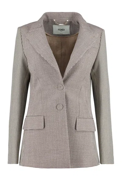 FENDI HOUNDSTOOTH DOUBLE SLIT BLAZER