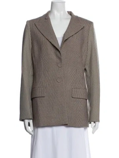 Pre-owned Fendi Houndstooth Print Blazer In Grey