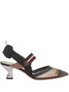 Fendi Tech Mesh Hummingbird Slingbacks Shoes In Blue