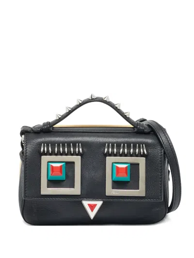 Pre-owned Fendi Hypnoteyes Studded Shoulder Bag In Black