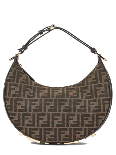 Fendi Iconic Ff Motif Mini Bag With Vintage Gold Detailing - 24.5 Cm Height In Brown