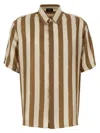 Fendi Beige Pequin Silk Shirt In Multi
