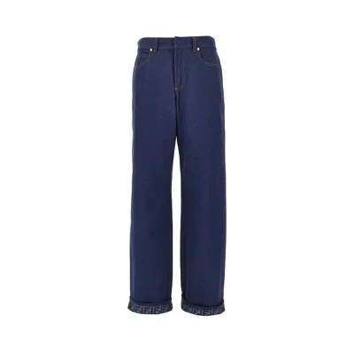 Fendi Ide Leg Jeans With Ff Back In Multi