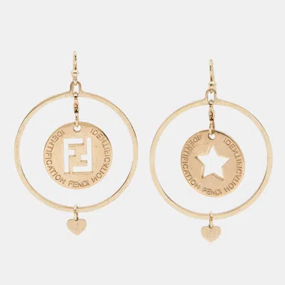 Pre-owned Fendi Identification Gold Tone Earrings