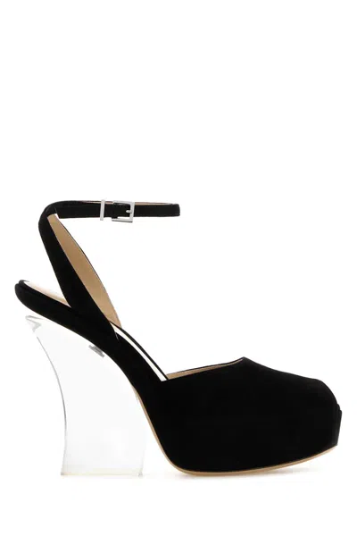 Fendi Illusion Suede Platform Sandals For Women In Black