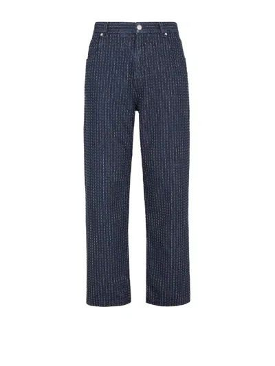 Fendi Indigo Cotton Blend Jeans In Blue