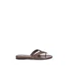 Fendi Textured Leather Thong Sandals With Silhouette In Brown