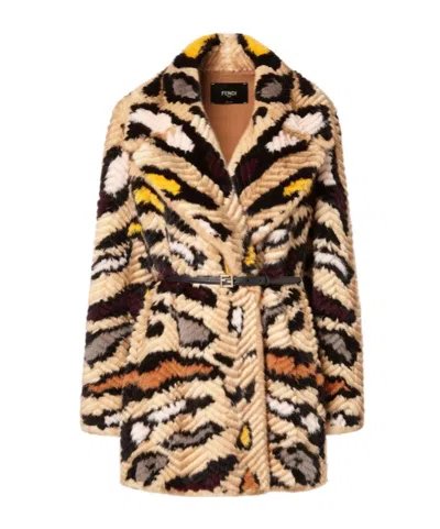 Fendi Inlaid Dorsato Mink Coat In Brown