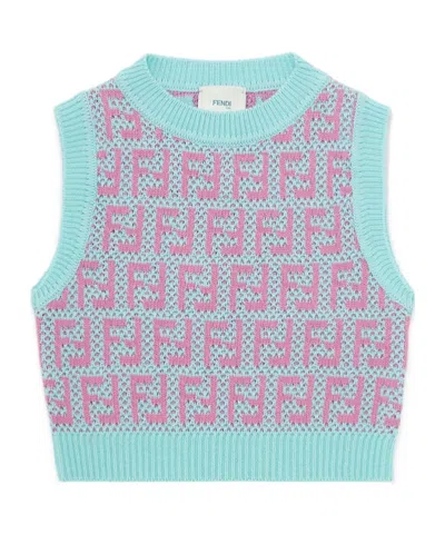 FENDI FENDI KIDS INTARSIA-KNITTED CREWNECK VEST