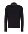Fendi Intarsia-logo High-neck Jumper In Black