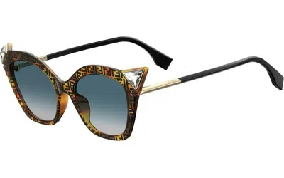 Pre-owned Fendi Iridia Ff 0357/g/s Dark Havana/blue Shaded (086/08) Sunglasses