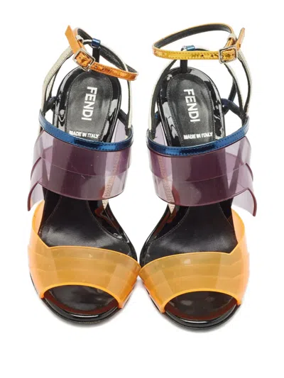 Pre-owned Fendi Iridia Leather Sandals In White