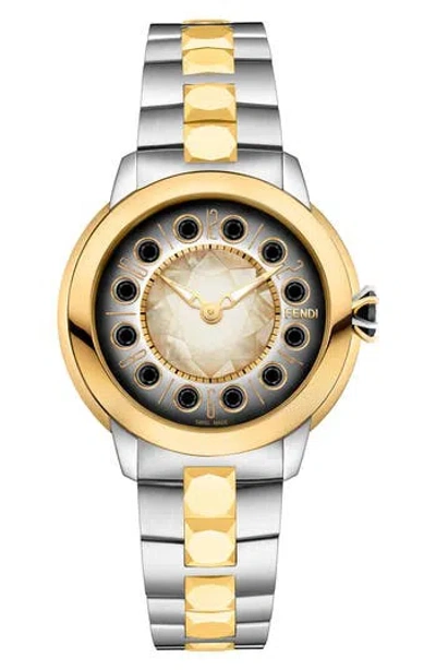 Fendi Ishine Semiprecious Stone Bracelet Watch, 38mm In Two Tone