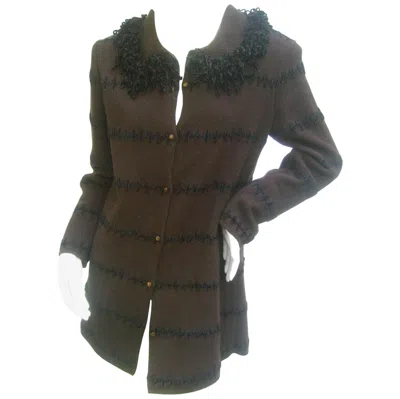 Pre-owned Fendi Italy Chocloate Brown Cardigan Sweater C 1990s