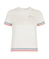 Fendi Logo-embroidered Cotton-blend T-shirt In White