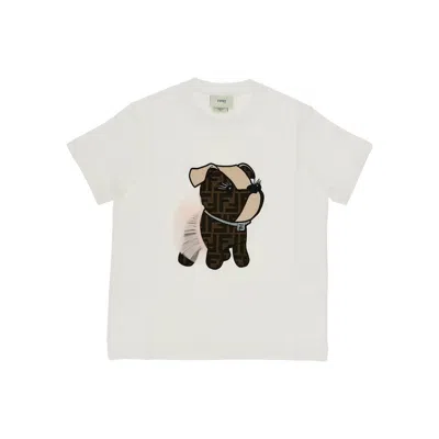Fendi 'itina' Embroidery T-shirt - Kids In White