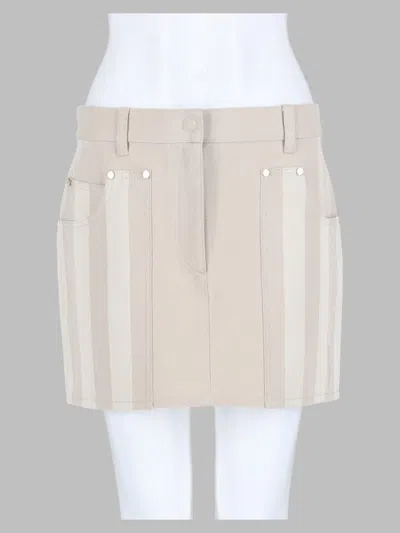 Fendi Beige Mini Skirt With Application In Neutral