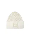 Fendi Chevron-pattern Logo-patch Beanie Hat In White