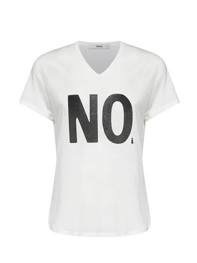 Fendi Cotton T Shirt Casual Fit V Neck In Animal Print