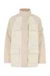 Fendi Two-tone Cotton Denim Parka In White