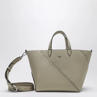 Fendi Ivory Diagonal Shopping Small Selleria Bag Men In Multicolor