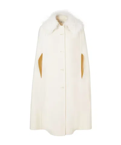 Fendi Ivory Double-sided Wool Cape In Neutral