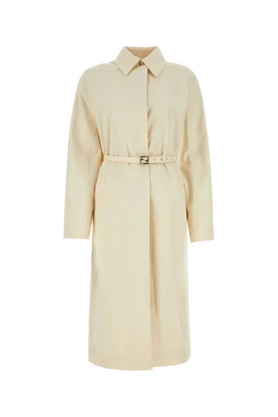 Fendi Soprabito In Misto Poliestere Avorio Donna In White