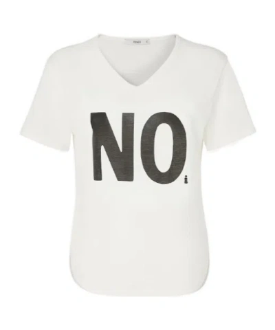 Fendi Ivory Jersey T-shirt With Noi Print In White