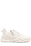 Fendi Ivory Leather And Jacquard  Flow Sneakers