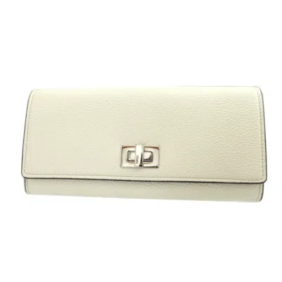 Pre-owned Fendi Ivory Leather Coin Purse/coin Case () In White