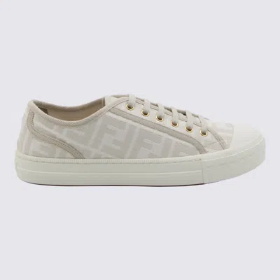 Fendi Domino Ff Jacquard Low-top Sneakers In White