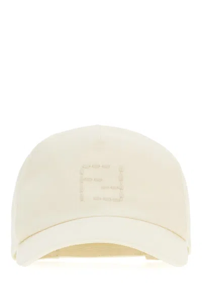 Fendi Ivory Linen Blend Baseball Cap