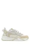 Fendi Ivory Mesh And Suede  Flow Sneakers