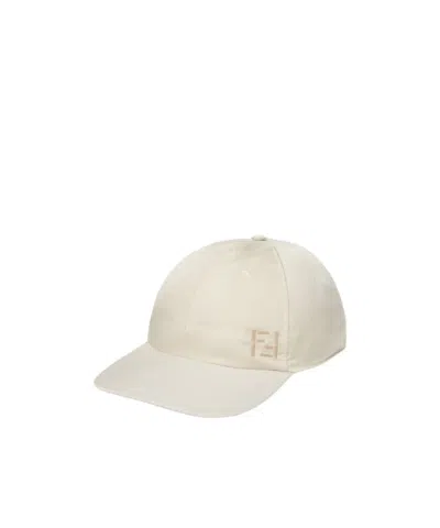 Fendi Ivory Nylon Baseball Cap In Gray