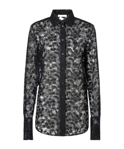 Fendi Ivory Peonia Lace Shirt In Black
