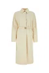 Fendi Ivory Polyester Blend Overcoat In Brown