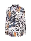 Fendi Ivory Printed Silk Taffeta Shirt In Animal Print